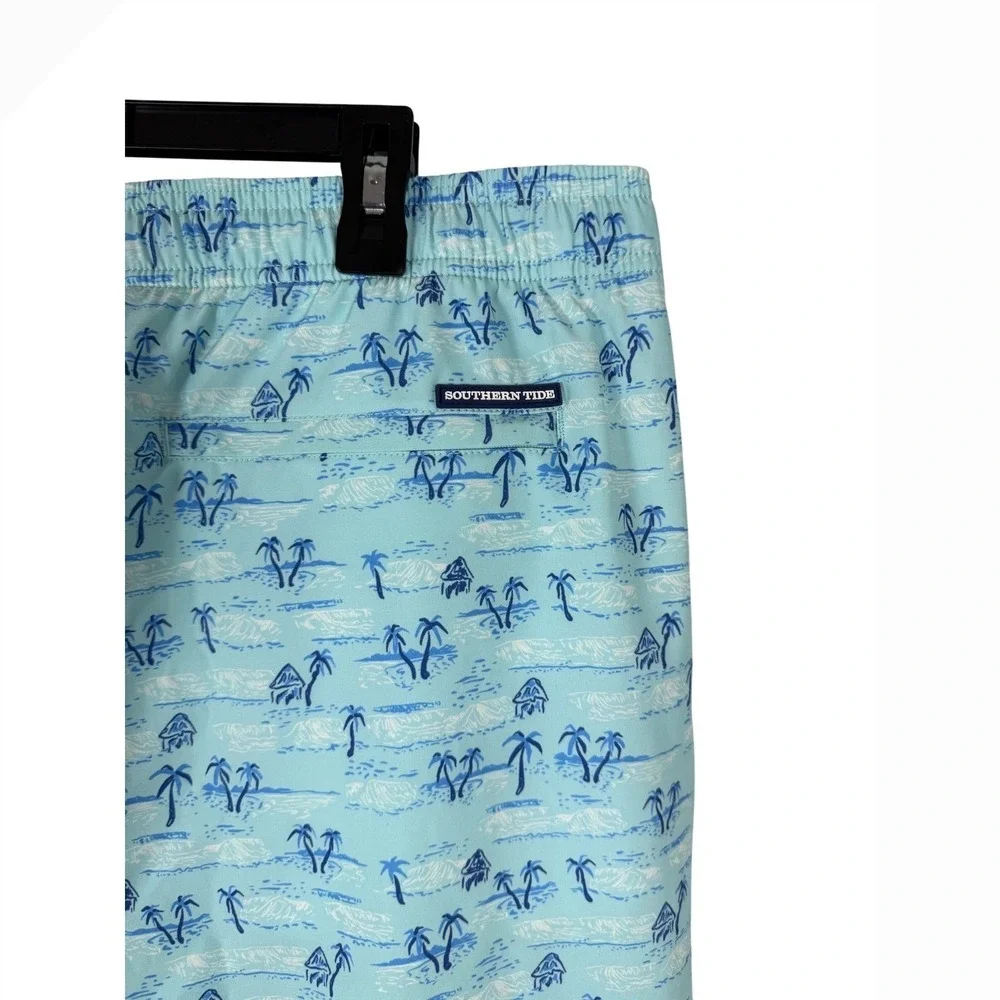 NWT Southern Tide, Nice To Sea You Swim Trunks, All Over Palm Trees, Size XXL